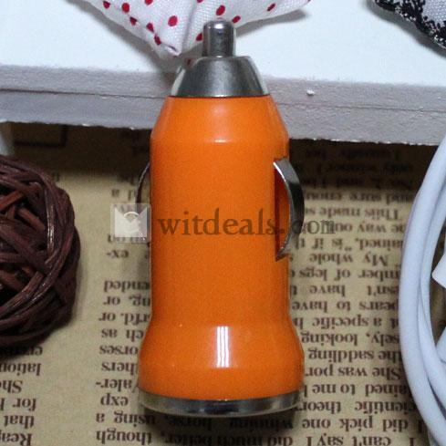 iPhone5用車載充電器／充電アダプタ　iPhone5ケーブル付き　オレンジ